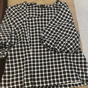 Ann Taylor Black and White Checkered Blouse